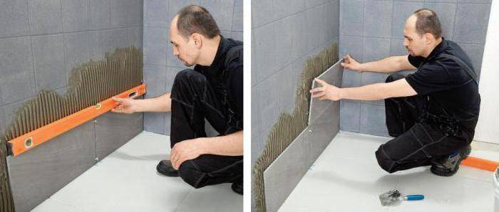 Как класть плитку в ванной на стену