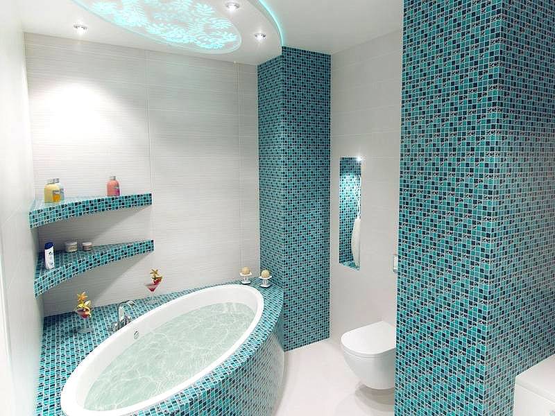Выбираем плитку-мозаику для ванной комнаты (14 фото)