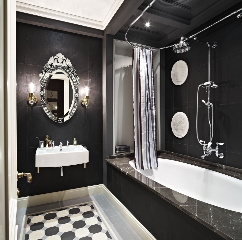 100 лучших идей: черно-белая ванная комната на фото