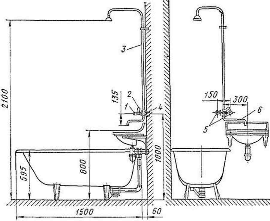 Высота смесителя над ванной: стандарт при установке крана, на каком расстоянии установить от пола и как устанавливается от ванны