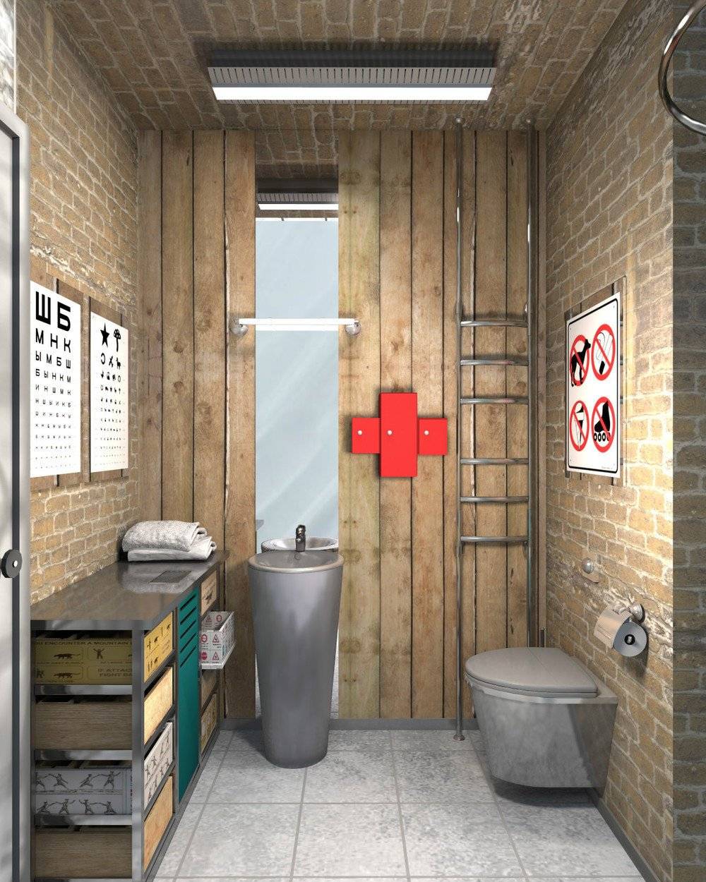 Дизайн ванной комнаты в стиле "лофт" с фото