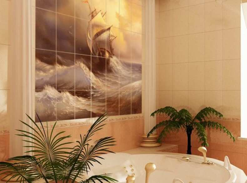 Панно из плитки в ванную: 8 существующих видов, советы по выбору и установке