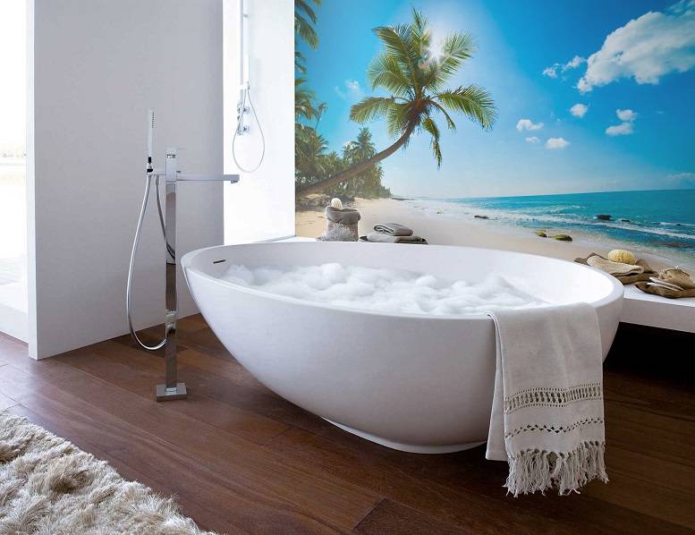 Обои для ванной комнаты - лучшие дизайнерские идеи (20 фото)