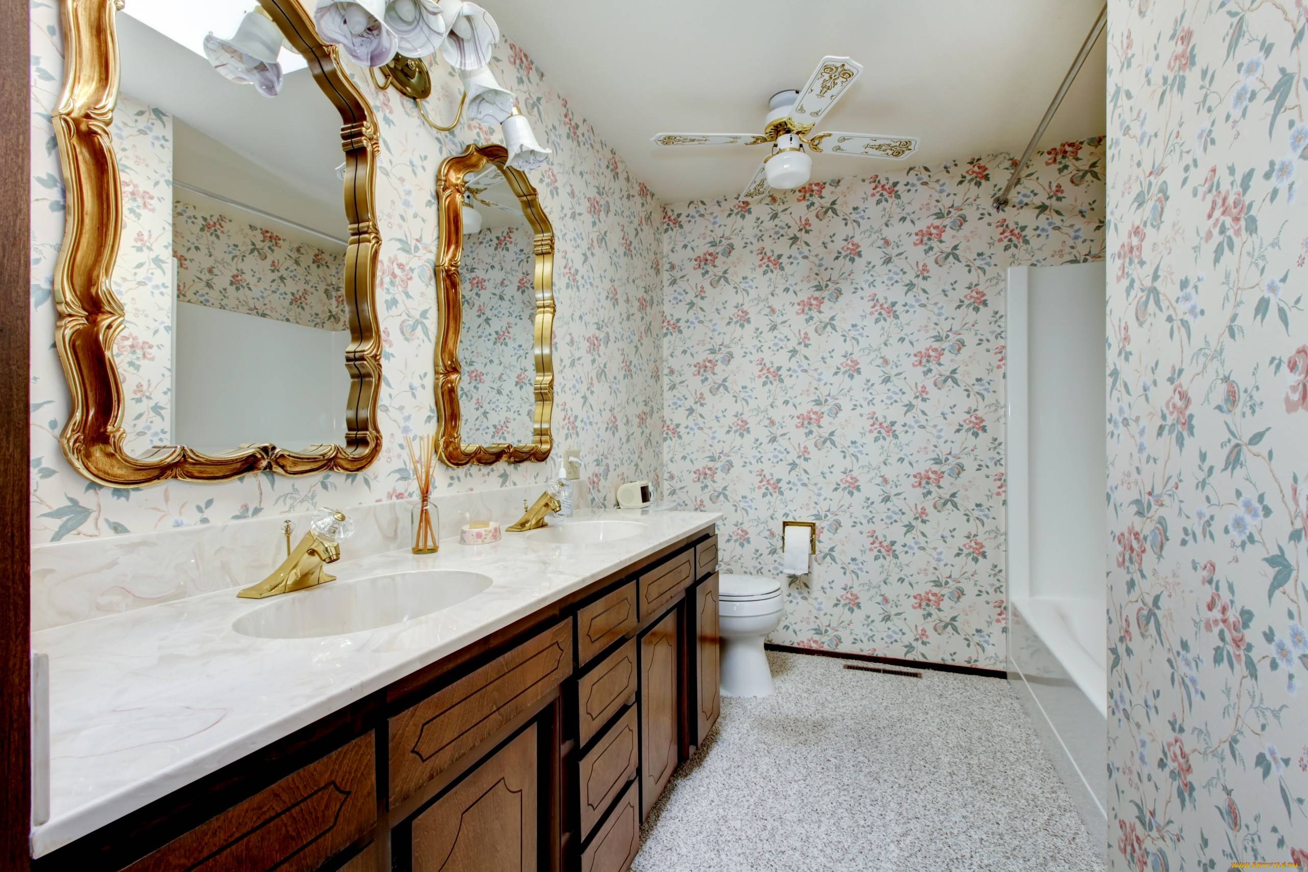 Обои в ванной комнате: фото жидких, виниловых и флизилиновых обоев в интерьере ванной, особенности выбора и нанесения