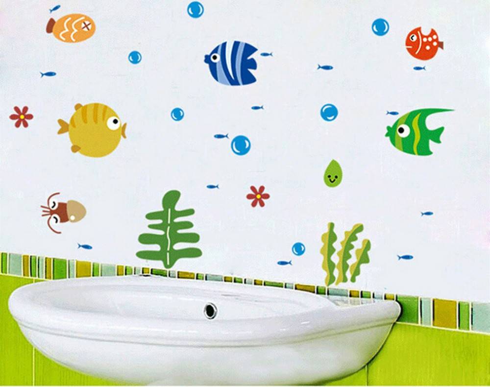 Наклейки на стены в ванной: оригинальный и практичный способ декорирования