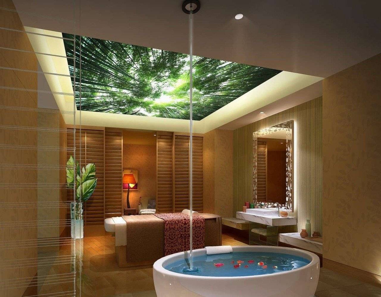 Дизайн потолка в ванной. Типы конструкций и выбор материалов