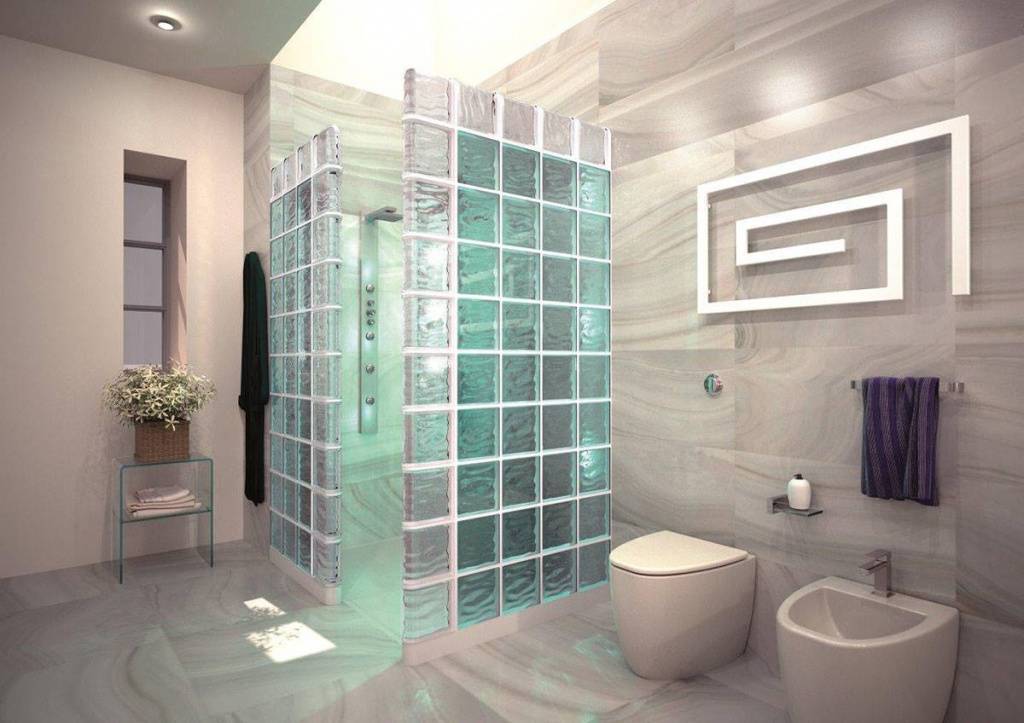 Стеклоблоки в дизайне ванной комнаты