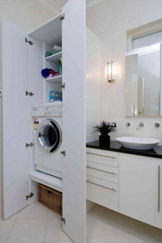 Как расположить стиральную машину в маленькой ванной?