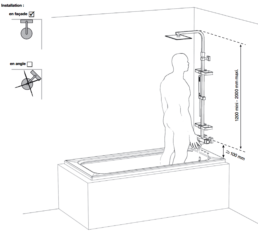 Высота смесителя над ванной, в душе: стандарты установки