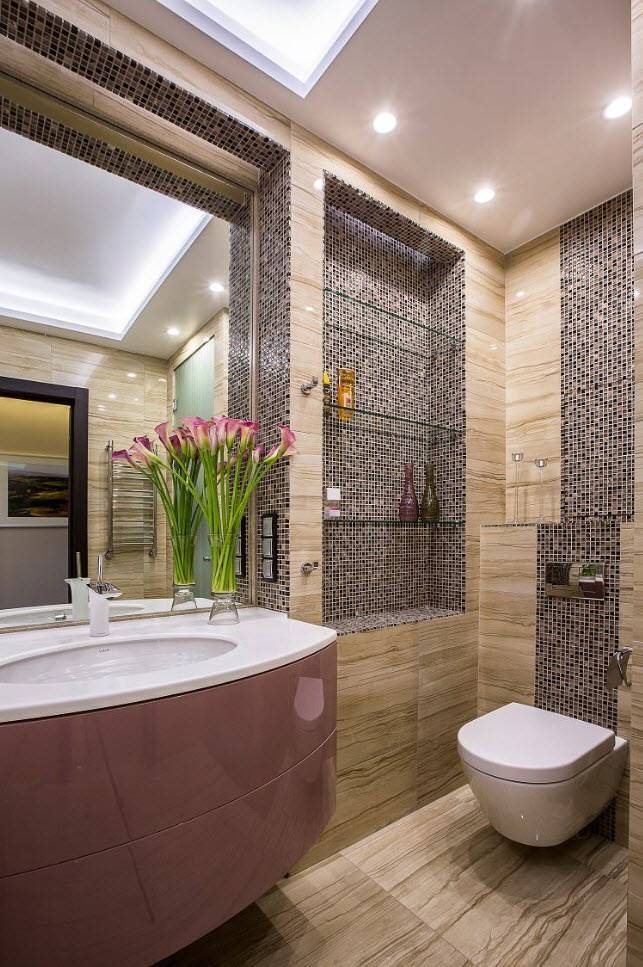 Мозаика для ванной комнаты: особенности отделки, варианты декора, фото дизайнов
