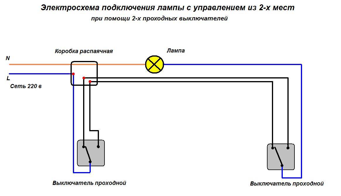 Проходные и перекрестные выключатели в чем разница. схема проходного и перекрестного выключателя.