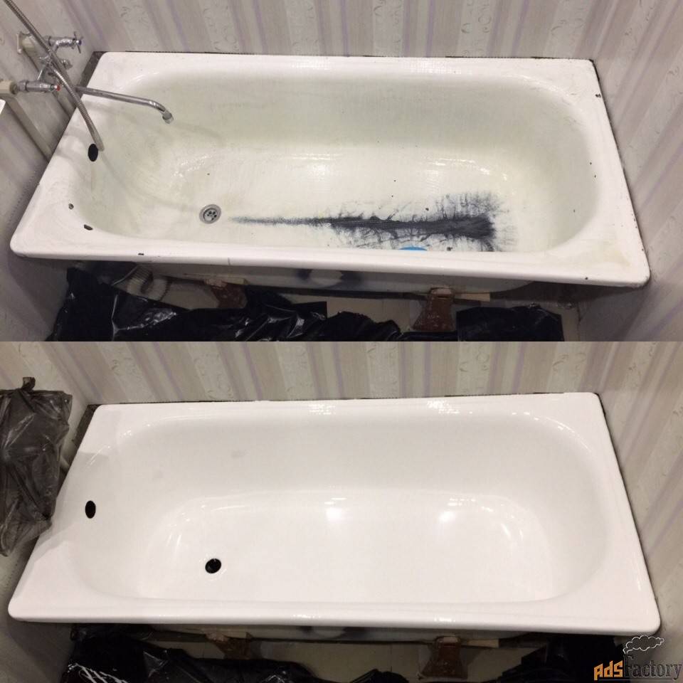 Как отреставрировать фрагмент эмалированной ванны