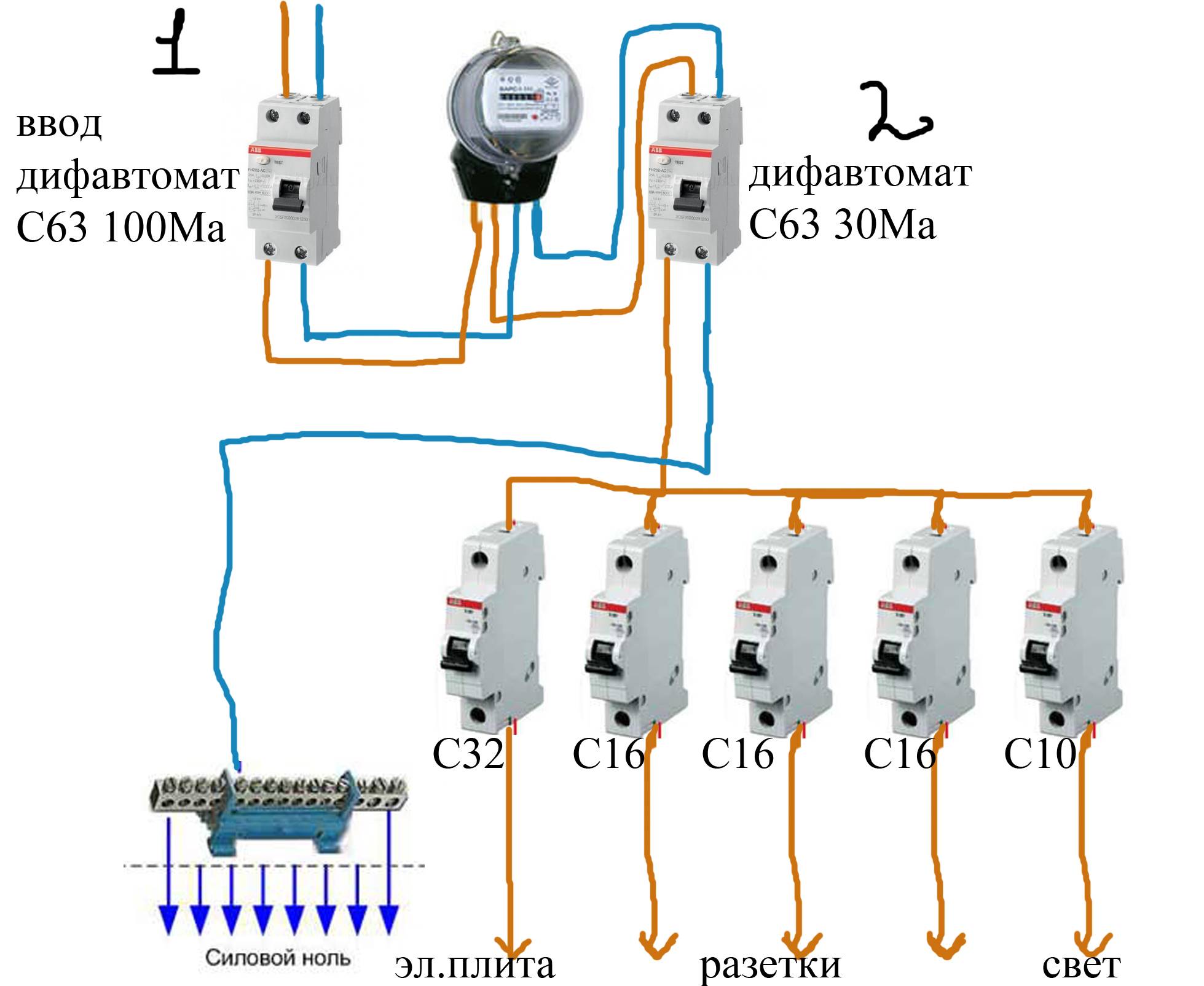 Подключение дифавтомата: схема подключения с заземлением и без заземления