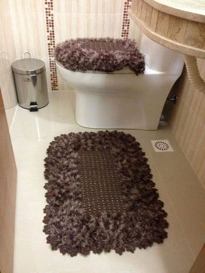 Вязанные коврики в ванную комнату крючком - 15 вариантов со схемами и описанием
