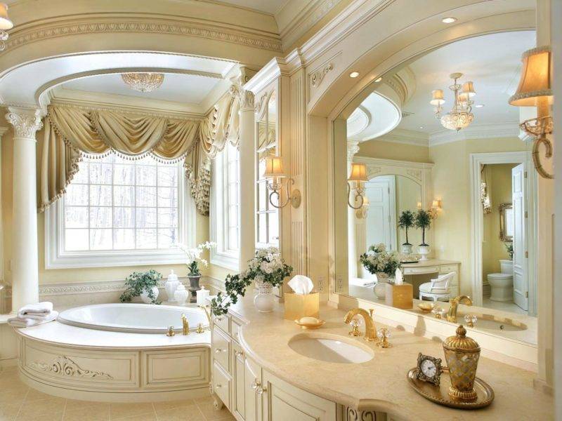 Дизайн ванной комнаты в классическом стиле с фото