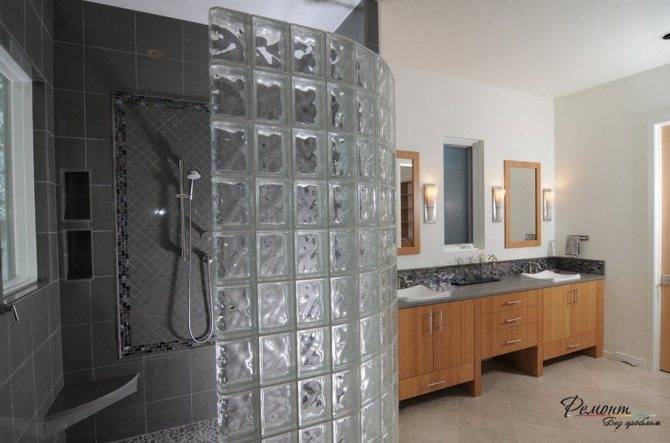 Стеклянные блоки для перегородок в ванной и душевых кабинах