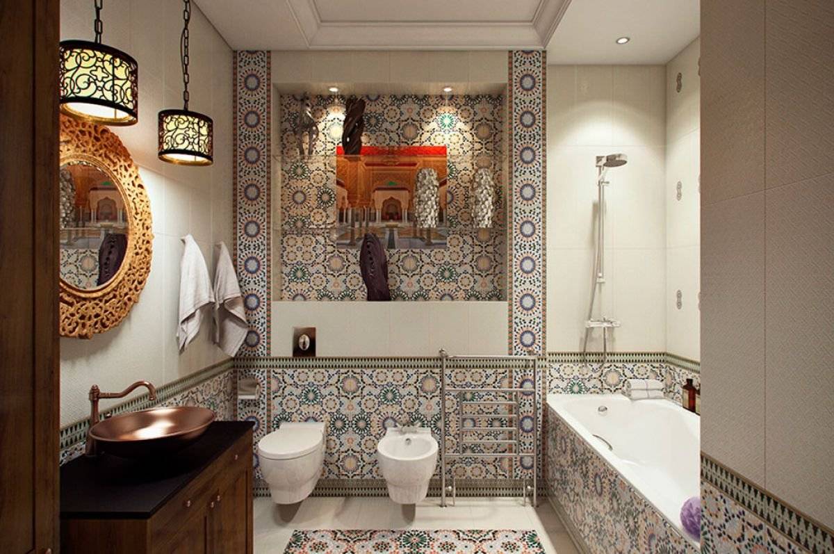 Марокканский стиль в интерьере ванной комнаты, фото, аксессуары
