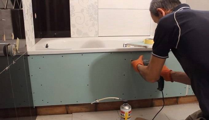 Экран под ванну из гипсокартона – конструкция и монтажа