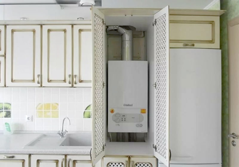 Можно ли спрятать газовый котел на кухне: фото идеи