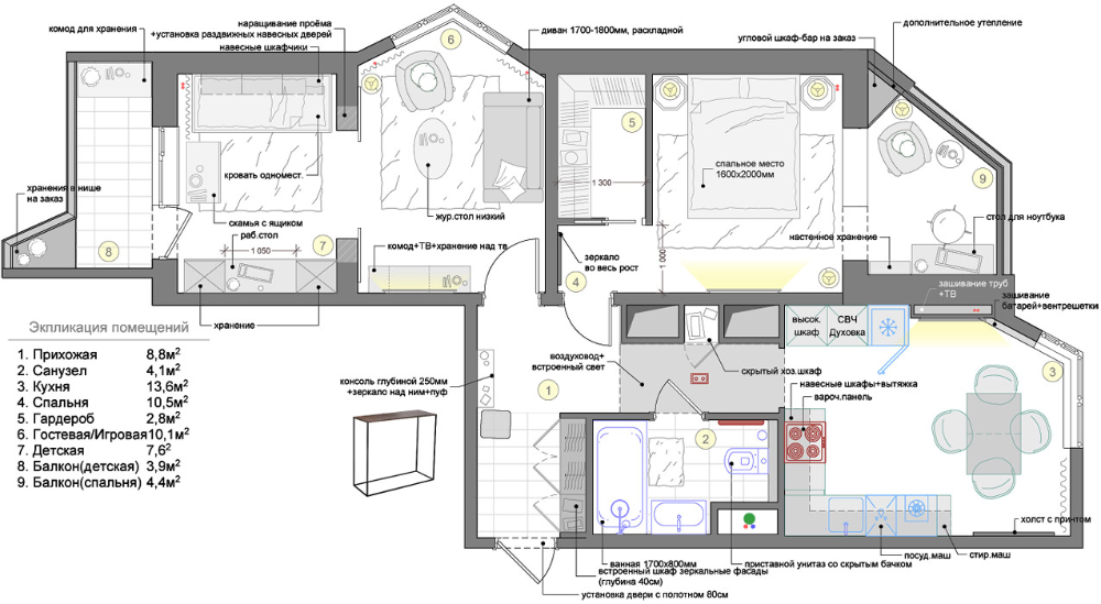 Дизайн и ремонт санузла однокомнатной квартиры дома серии п-44.
