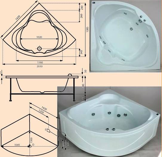 Угловые ванны: возможные размеры изделий, фотогалерея вариантов, особенности установки и монтажа, обзор дополнительных функций