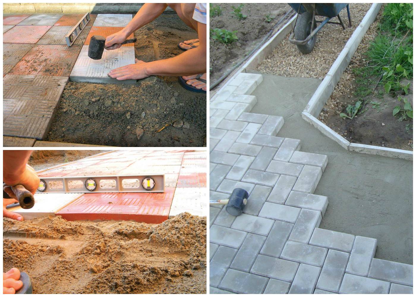 Укладка тротуарной плитки своими руками – инструкция, технология монтажа на песок, бетонное основание, обработка + фото-видео