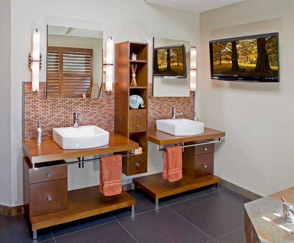 Выбор мебели для ванной: подбор размеров, особенности дизайна и размещения (95 фото)
