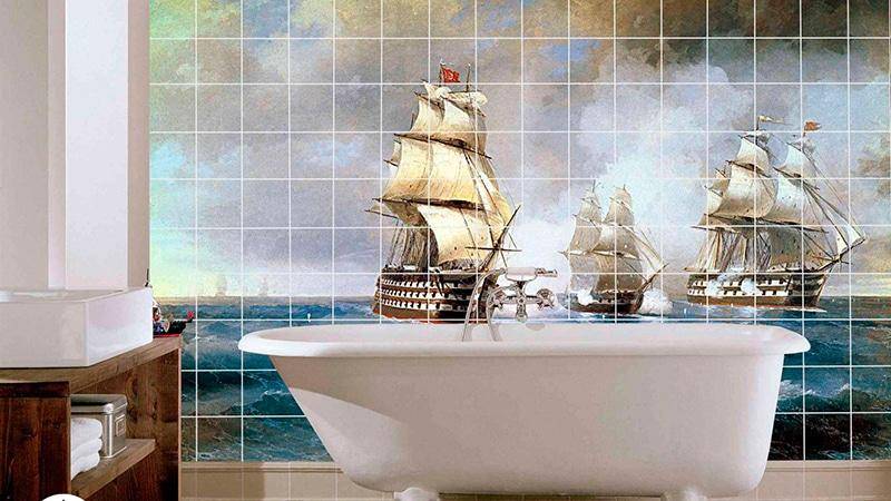Керамическая фотоплитка для ванной комнаты, фотопечать и дизайн
