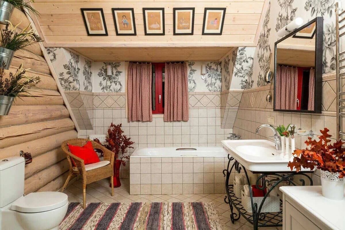 Ванная комната в стиле кантри – фото интерьера и дизайна ванной