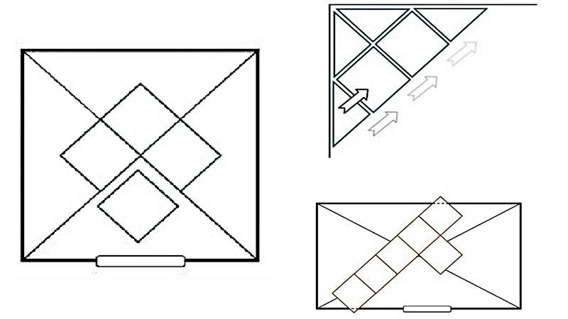 Как клеить потолочную плитку по диагонали (ромбом): схема раскладки