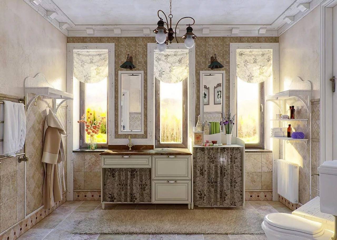 Романтичный стиль прованс в интерьере ванной комнаты