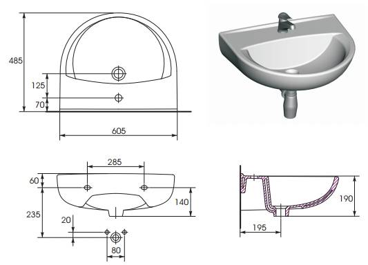 Стандартные размеры и глубина умывальников для ванной комнаты с тумбой