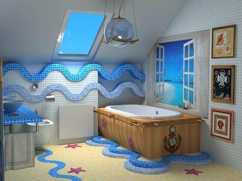 Шесть вариантов оформления ванной в морском стиле