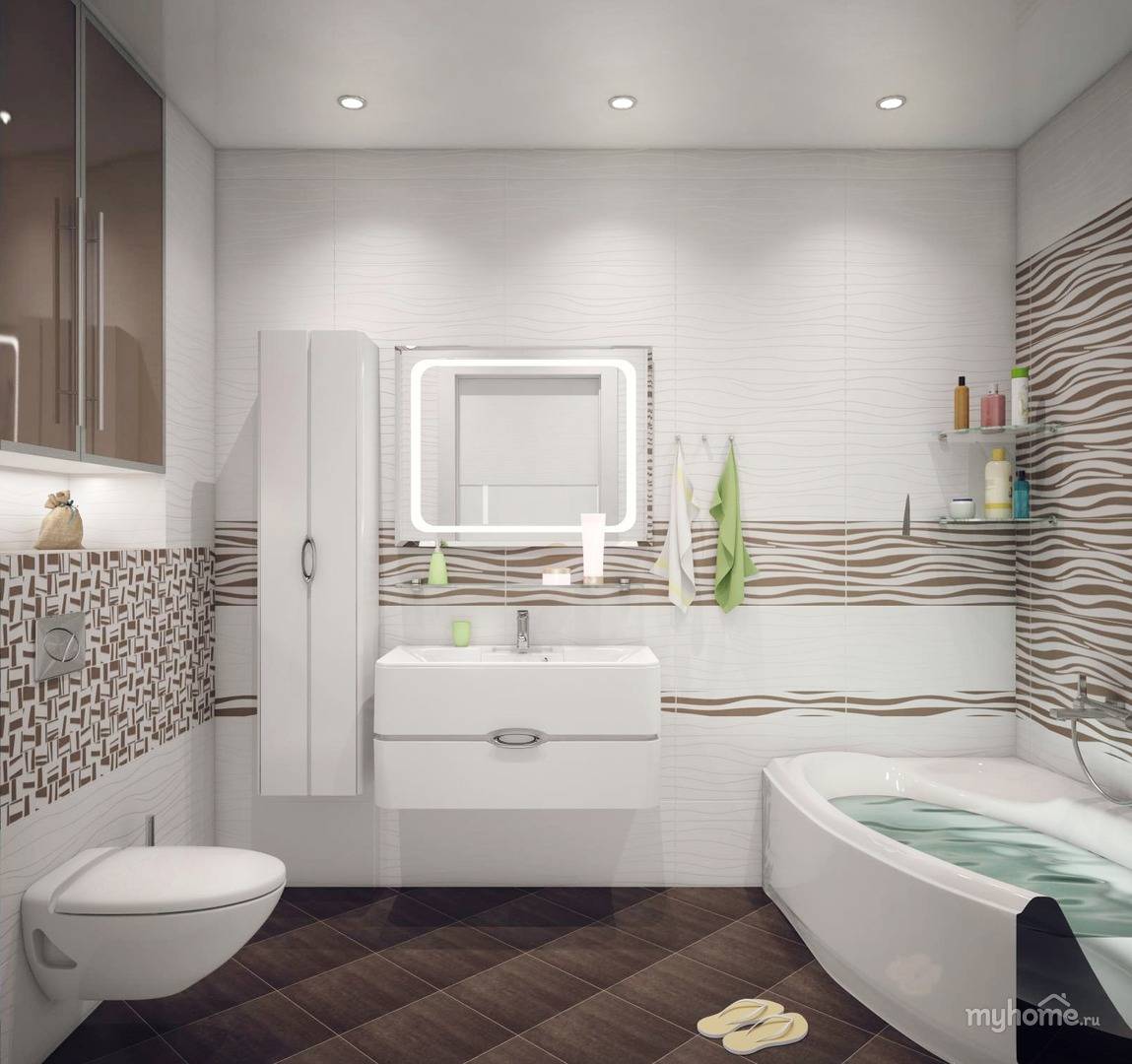 Идеи ремонта в ванной комнате плиткой: 100 фото лучших решений