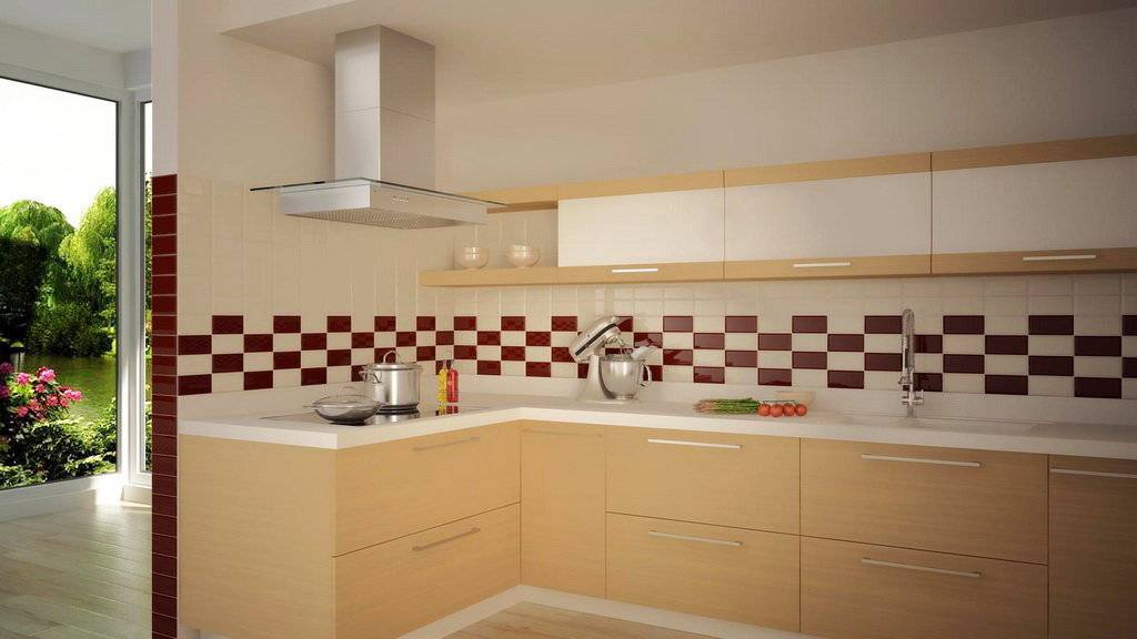 Дизайн плитки на кухне в фартуке и на полу (фото)
