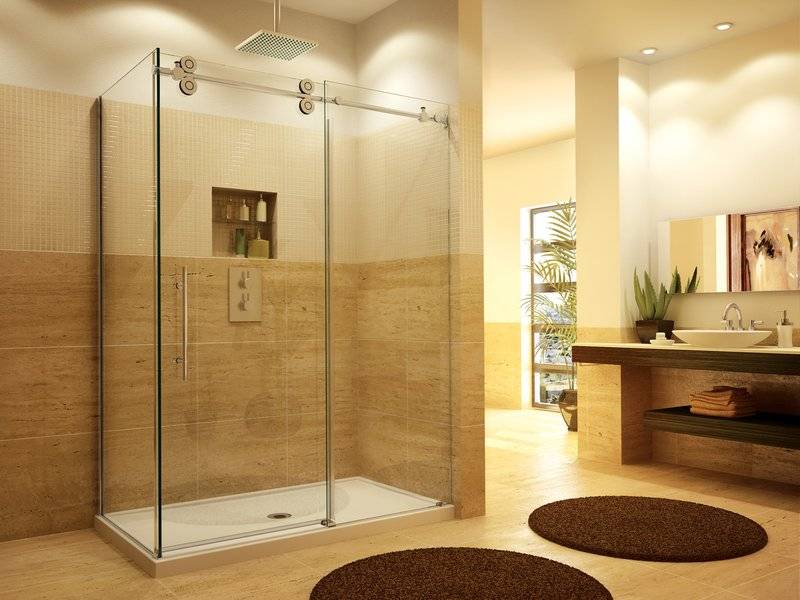 Зонирование в ванной: 28 примеров перегородок — от низких до высоких