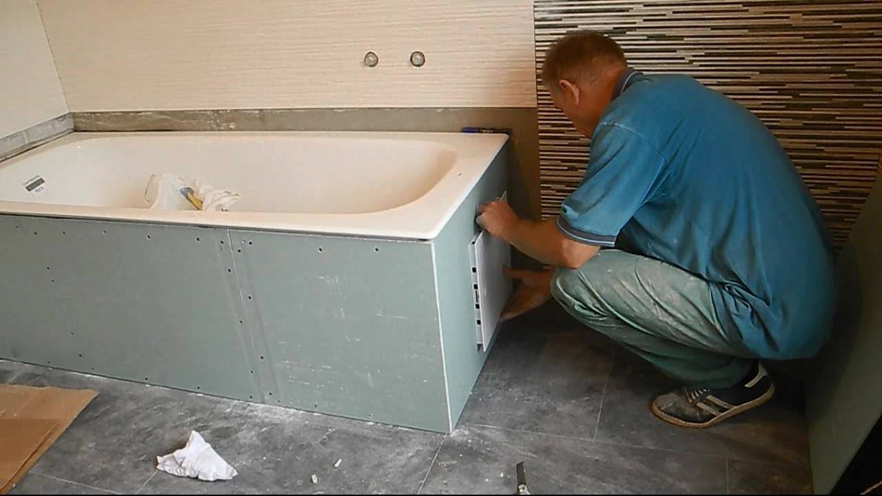 Экран под ванну из гипсокартона своими руками — пошаговое видео и фото